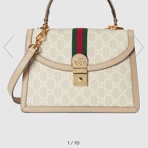 Gucci Cream and Green Shoulder Bag with Iconic GG Monogram - NEW with Box